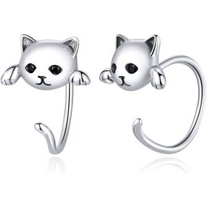Silver Cat Wrap Earrings